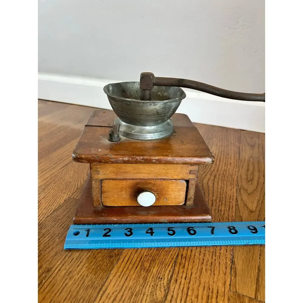 Antique Wood Dovetailed Box Coffee Grinder Mill